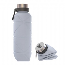 Collapsible Silicone Water Bottle With Carabiner - 23 oz.